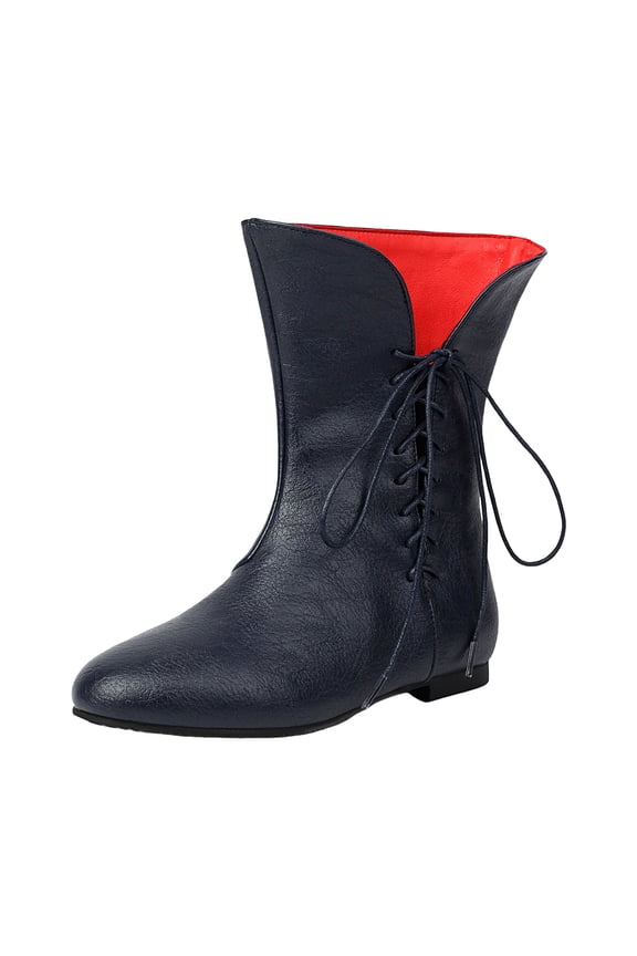 Retro Ankle Boots for Women Flat Lace Up Wide Calf Riding Booties Soft Leather Non Slip Walking Shoes