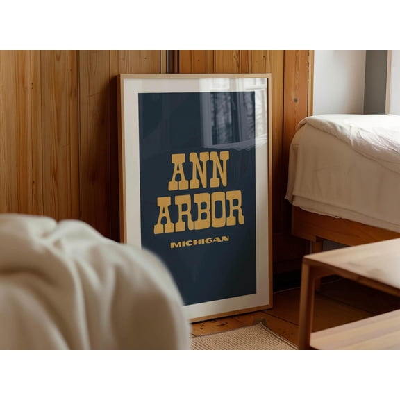Retro Ann Arbor Michigan Art Travel Souvenir Wall Art Print Unframed Paper Print