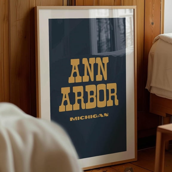 Retro Ann Arbor Print: Michigan Art Poster Travel Souvenir Home Decor Office Wall Art