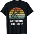thumbnail image 1 of Retro Antisocial Butterfly Shirt Funny Gifts For Introverts T-Shirt, 1 of 4
