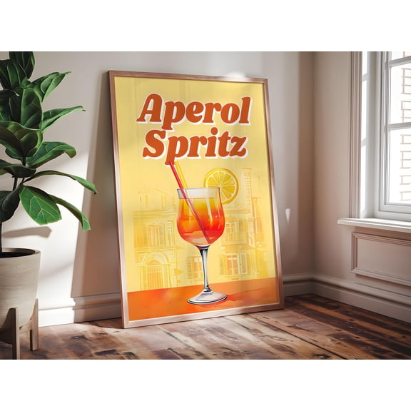 Retro Aperol Spritz Poster - Perfect Bar Decor - Handmade And Unique , Poster Print Only