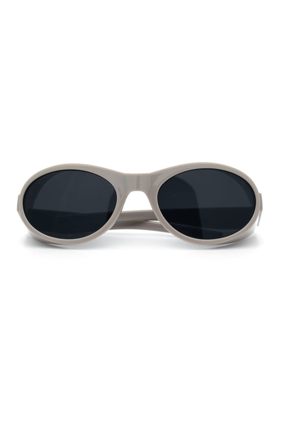 Retro Apocalyptic Oval Deep Windbreaker Side Visor Plastic Sunglasses [Beige - Black]