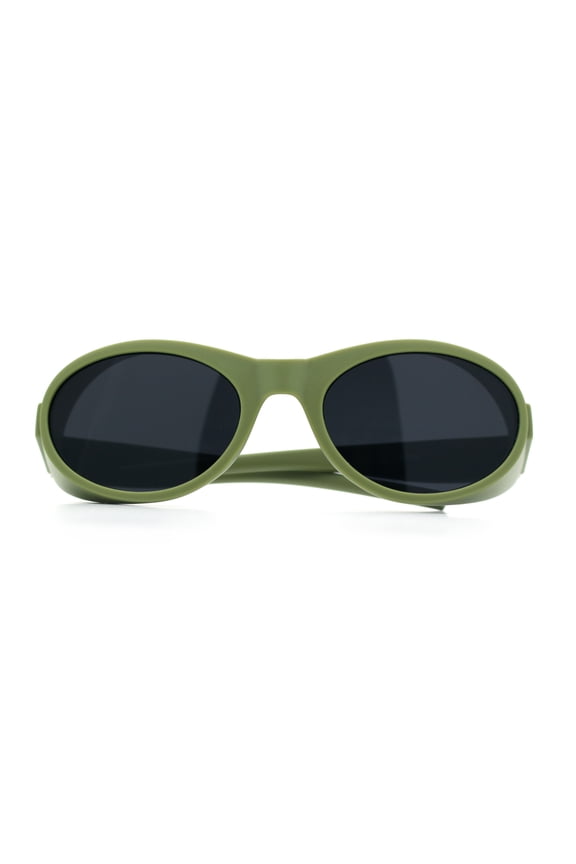 Retro Apocalyptic Oval Deep Windbreaker Side Visor Plastic Sunglasses [Green - Black]