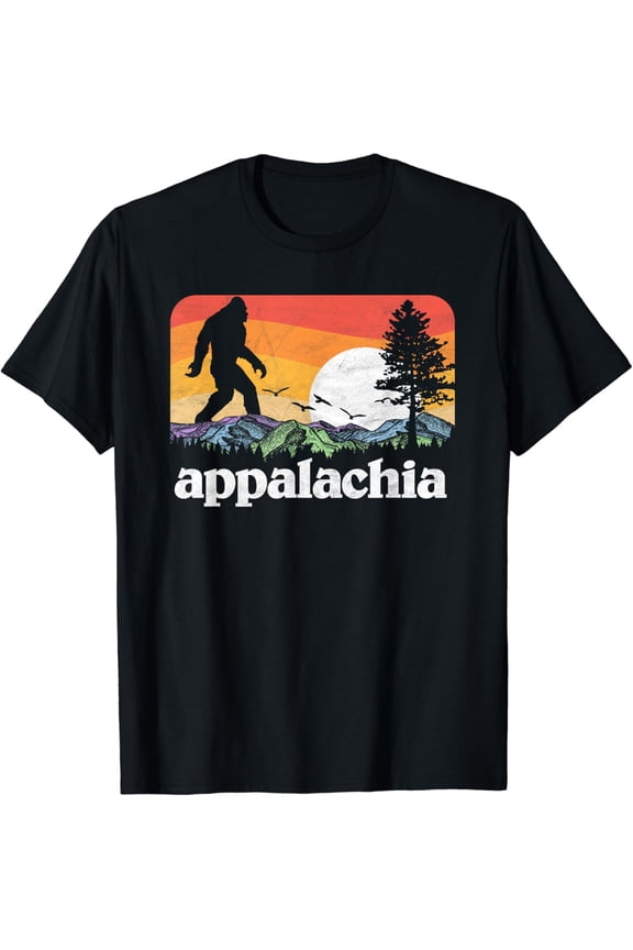 Retro Appalachia Bigfoot Mountain & Trees Nature Outdoors T-Shirt