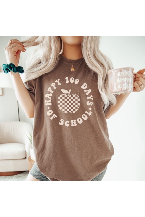 Retro Apple Happy 100 Days School T-Shirt All Size S-3XL