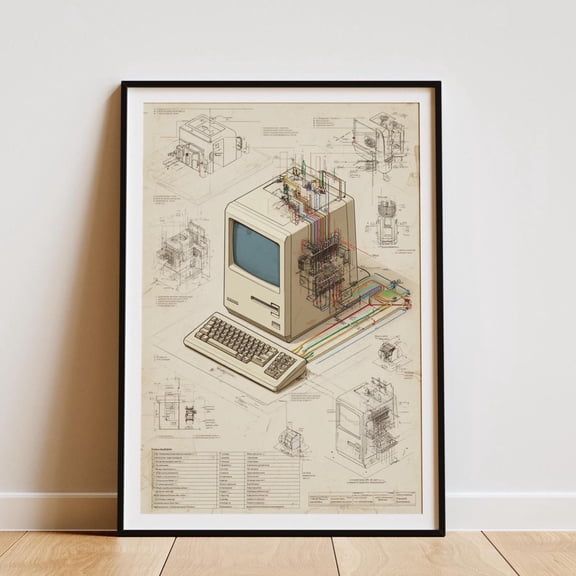 Retro Apple Macbook Poster, 90s Tech Wall Art, Vintage Computer Print, Nostalgic Office Decor, Y2k, Tech Lover Gift, Poster Only