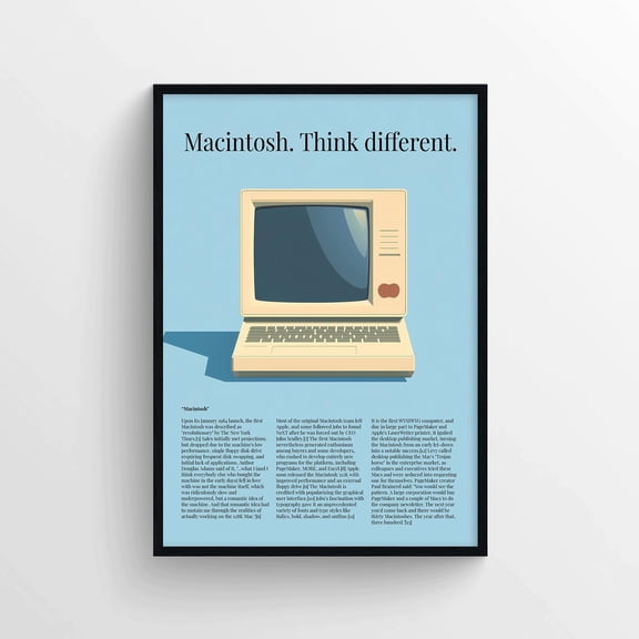 Retro Apple Macintosh Poster, Vintage Computer Advertisement Style Print, Tech Enthusiast Classic Wall Decoration For Office And Home , Poster Print Only