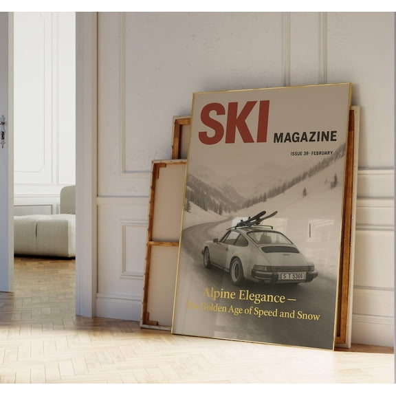 Retro Après Ski Magazine Poster, Alpine Skier Photography Wall Art – 8x12 UNFRAMED