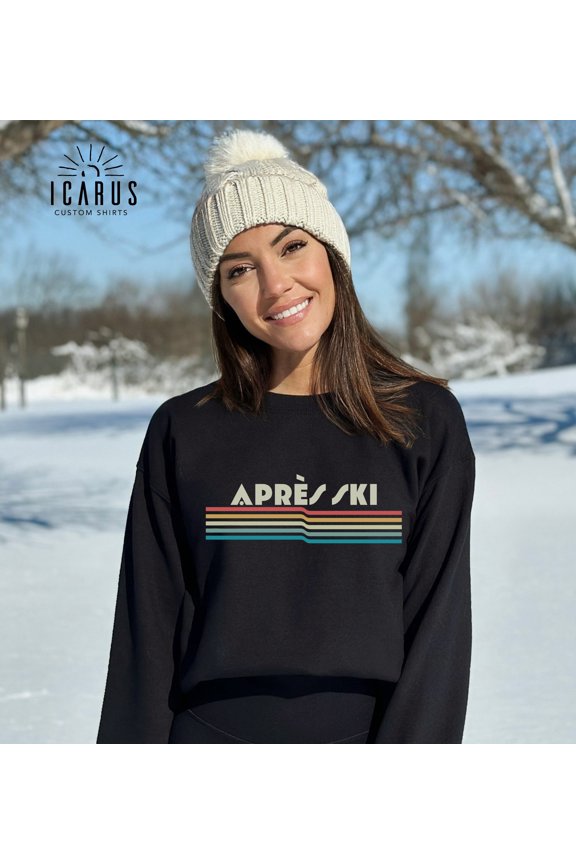 Retro Après Ski Sweatshirt, Winter Holiday Sweatshirt, Skiing Lover Gift for Skier, Ski Trip Sweatshirt, Weekend Vacation Pullover