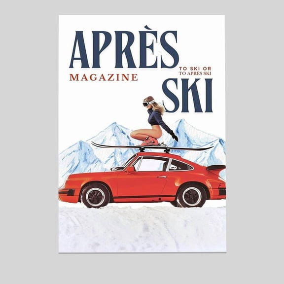 Retro Après Ski Wall Art, Magazine Cover Retro Car Poster Size 24''x36'' -Gategoo
