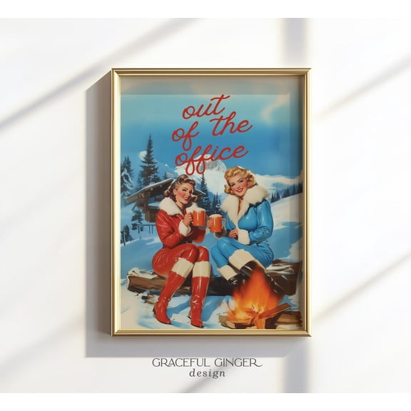 Retro Apres Ski Poster, Out Of Office Chalet Wall Art