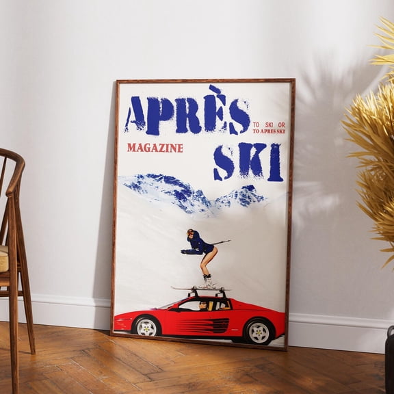 Retro Apres Ski Poster, Vintage Ski Girl Winter Wall Art Print, Mountain Lodge Decor UNFRAMED Poster, Wall Art for Decor, Present, 12x18