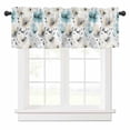 thumbnail image 1 of Retro Aqua Valances for Windows Yellow Floral Watercolor Blossom Flowers Abstract Rod Pocket Curtain Valance Window Treatment Short Curtains for Kitchen Living Room, 58"x16", 1 of 5