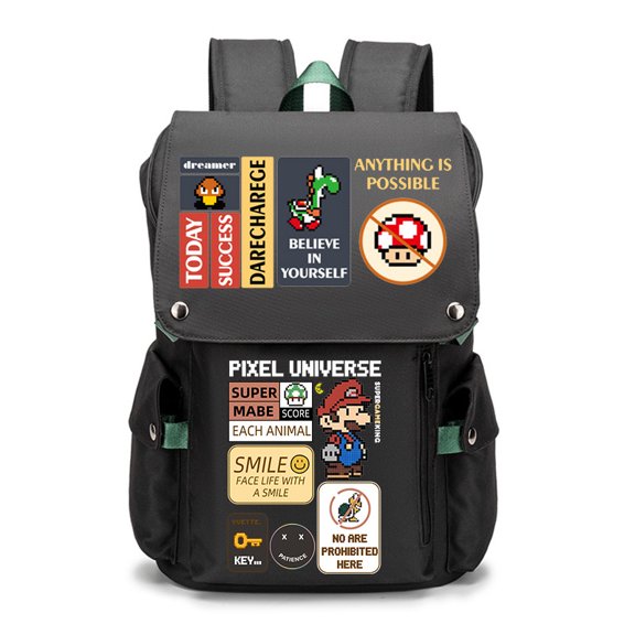 Retro Arcade Core Casual Backpack - Large Capacity Laptop Bag with USB Charging Port for All Age - Stylish Anti-Theft Daypack for College, Work, Travel & Daily Commute