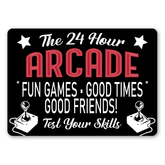 Retro Arcade Entrance Aluminum Metal Decor Sign - 4x18 inches