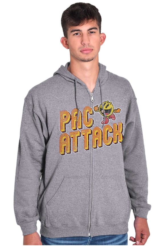 Retro Arcade Game PACMAN Pac Attack Unisex Plus Size Zip Hoodie Brisco Brands 4X
