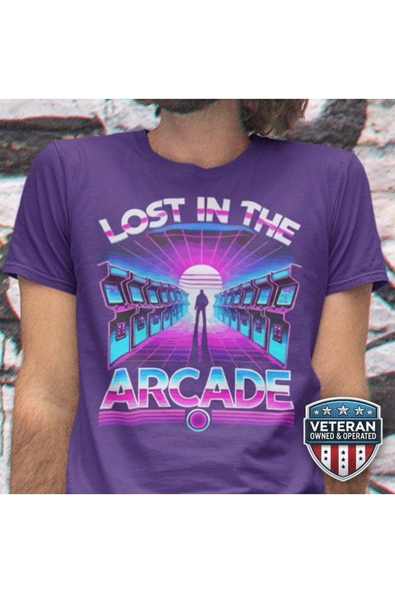 Retro Arcade Gamer Shirt Synthwave 80s Grid Tee Old School Throwback Dad Gift