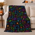 thumbnail image 1 of Retro Arcade Gaming Controllers Neon, Playful Gothic Scene, Warm Flannel Blanket for Living Room and Bedroom, Art Lovers Valentine's Day Gift, Gothic Home Decor, 1 of 9