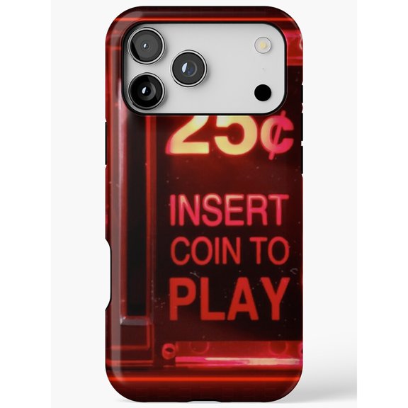 Retro Arcade Insert Coin to Play Red Tough Case for Apple iPhone, Polycarbonate and TPU