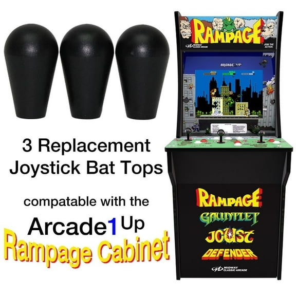 Retro Arcade Joystick Bat Top Handles for Arcade1up & MAME, Black, 3 Count