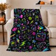 thumbnail image 1 of Retro Arcade Neon Icons Pattern, Dramatic Celestial Scene, Warm Flannel Blanket for Living Room and Bedroom, Celestial Art Lovers Valentine's Day Gift, Celestial Home Decor, 1 of 9