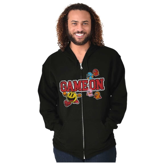 Retro Arcade PACMAN Ghosts Game On Zip Up Hoodie Men's Women's Brisco Brands S
