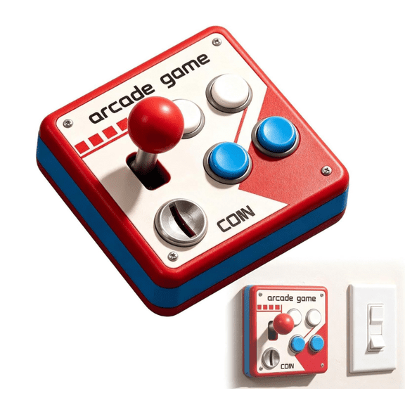 Retro Arcade Switch Panel - Classic Joystick Light Switch Cover with Red Blue Buttons, Wall Decor for Game Room Cave(1Pack)