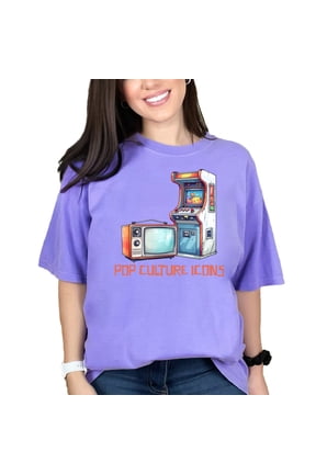 Retro Arcade TV T-Shirt, Vintage Gamer Tee, Nostalgic Pop Culture Shirt, Classic Gaming T-Shirt, Old School Gamer Gift, Geeky Tee, Violet Comfort Colors T-Shirt, Small