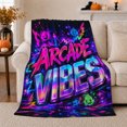 thumbnail image 1 of Retro Arcade Vibes Neon Gaming, Festive Halloween Scene, Warm Flannel Blanket for Living Room and Reading Nook with Detailed Artwork, Art Lovers Halloween Gift, Fantasy Home Decor, 1 of 9
