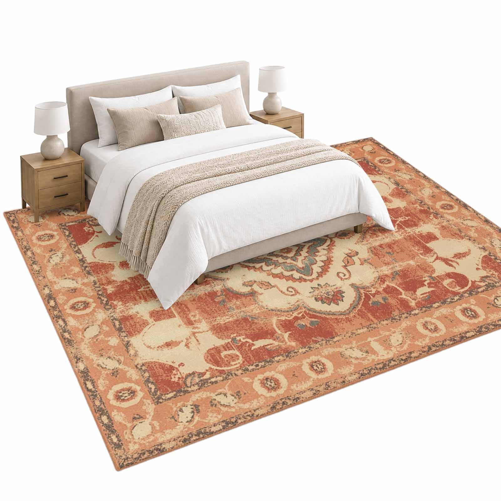 Retro Area Rug 6'x9', Tribal Boho Soft Mat Non-Slip Silicone Backing ...