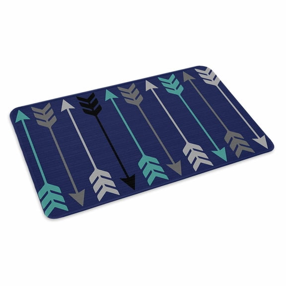 Retro Arrows Doormat Green Black Gray Arrows Blue Background Non Slip Low Profile Rubber Door Mat Washable Absorbent Indoor Front Door Mat Entryway Rug Entrance Carpet 18x30 Inch