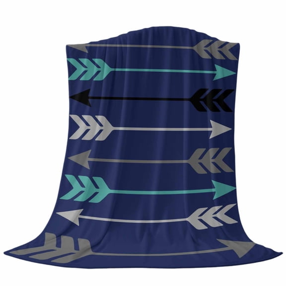 Retro Arrows Fleece Throw Blanket Green Black Gray Arrows Blue Background Ultra Soft Fuzzy Cozy Flannel Throw Blanket for Couch Sofa Bed Car Travel, Ideal Gifts 40x50 Inches