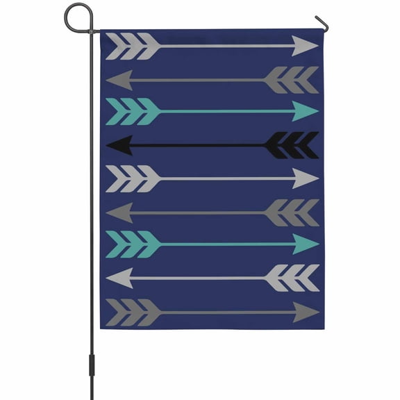Retro Arrows Garden Flags For Outdoor, Green Black Gray Arrows Blue Background Small Double Side Yard Flags Weather Proof Garden Decor for Lawn Outside Holiday 12 x 18 Inches