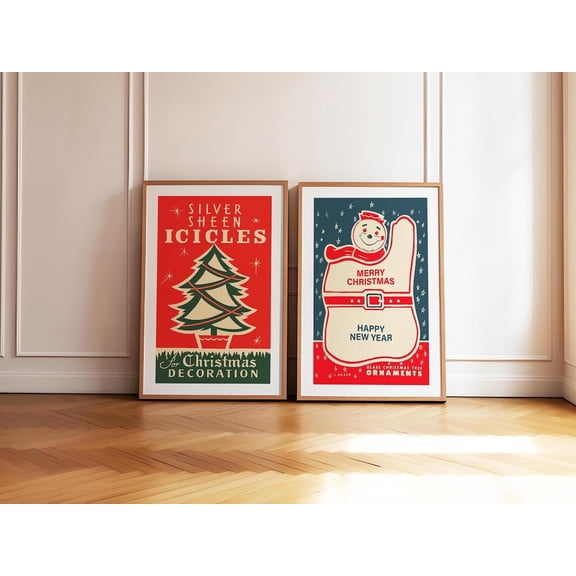 Retro Art Theme Retro Decor Kitchen Decor Set 2 Unframed Paper Print 8x12