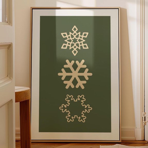 Retro Art Winter Snowflake Print Holiday Poster Kitchen Wall Art Home Decor Kitchen Decor Holiday Party Gift For Friend Wall Art, Modern Wall Decor, 24x36 UNFRAMED