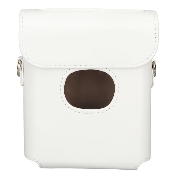 Retro Artificial Leather Printer Cover Sleek Protection Bag with Detachable Band for Fuji Instax Square Link Device, Shock Resisting Water Resistant Travel Pouch Jacket, Pure White