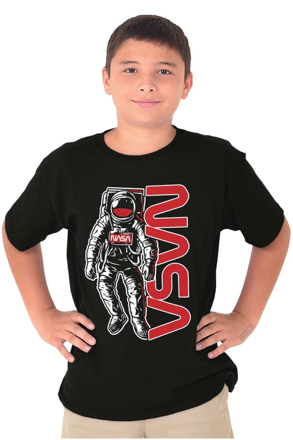 Retro Astronaut NASA Worm Logo Crewneck T Shirts Boy Girl Teen Brisco Brands XS