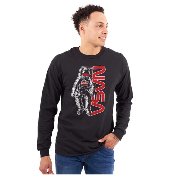 Retro Astronaut NASA Worm Logo Unisex Plus Size Long Sleeve Tee Shirt Brisco Brands 2X