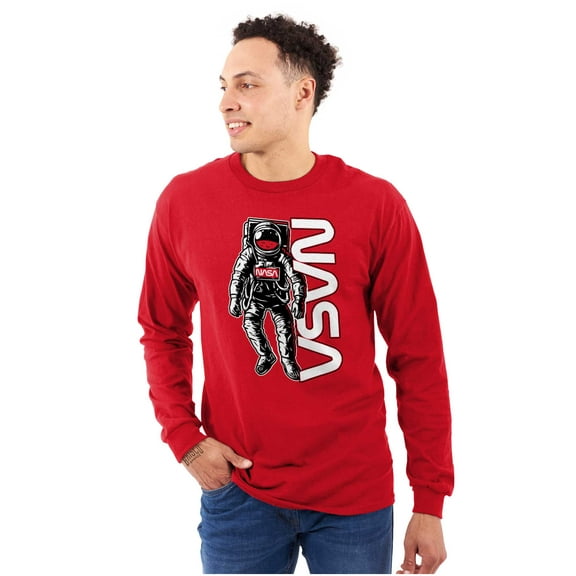 Retro Astronaut NASA Worm Logo Unisex Plus Size Long Sleeve Tee Shirt Brisco Brands 3X