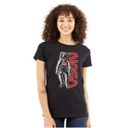 Retro Astronaut NASA Worm Logo Womens T Shirt Ladies Tee Brisco Brands L