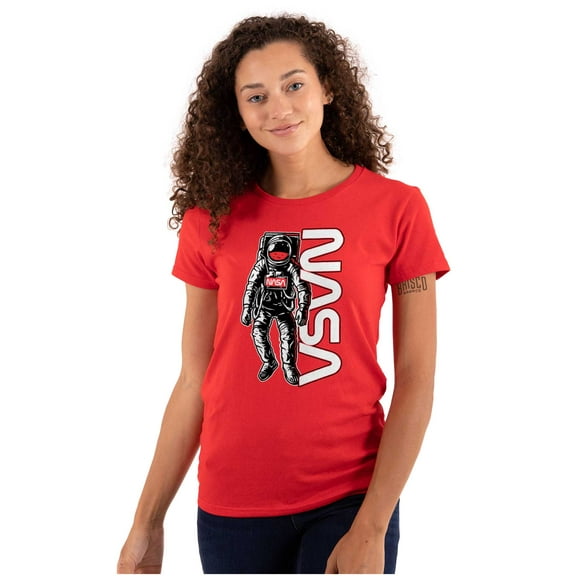Retro Astronaut NASA Worm Logo Women's T Shirt Ladies Tee Brisco Brands S