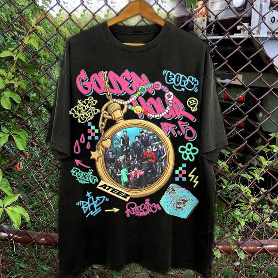 Retro Ateez Bad Graphic T-Shirt, Golden Hour Part 5 Unisex Tee, MHS02