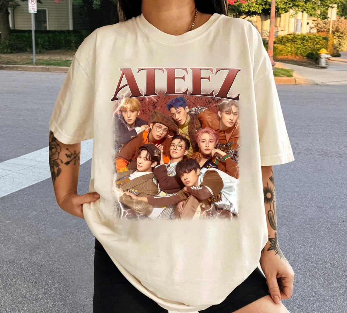 Retro Ateez Kpop T-Shirt, Ateez 2025 World Tour “In Your Fantasy” Shirt ...