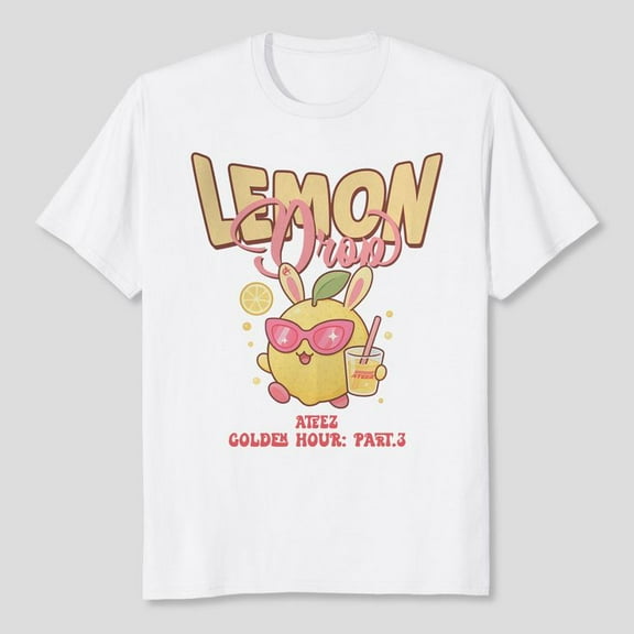 Retro Ateez Lemon Drop Shirt Men's And Women's Graphic Tee 100% Cotton by TBun, Full Sizes S-5XL