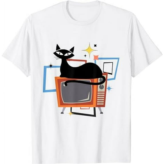 Retro Atomic Age Mid-Century Cat Vintage TV Modern T-Shirt