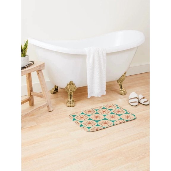 Retro Atomic Dots Doormat – Mid-Century Teal & Orange Pattern, 2 Sizes