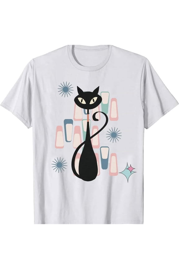 Retro Atomic Kitschy Cat V-Neck T-Shirt Sizes S-5XL Goldengate