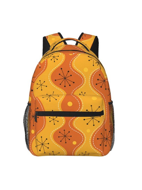 Retro Atomic Starburst Art Backpack Casual College Bag Zipper Laptop Daypack Hiking Rucksack Travel