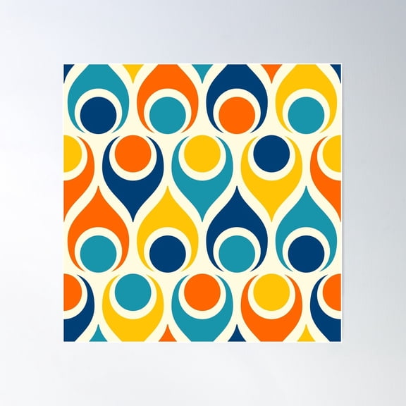 Retro Atomic Teardrop Pattern Poster Wall Art, Modern Wall Decor For Living Room Bedroom, 24x24 UNFRAMED