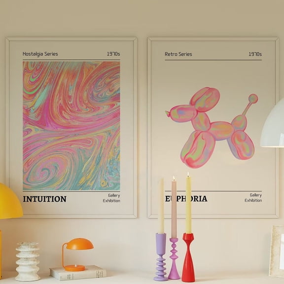 Retro Aura Gradient 70s Pastel Euphoria Trendy Gallery Wall Art Set 2 Stretched Canvas 16x24